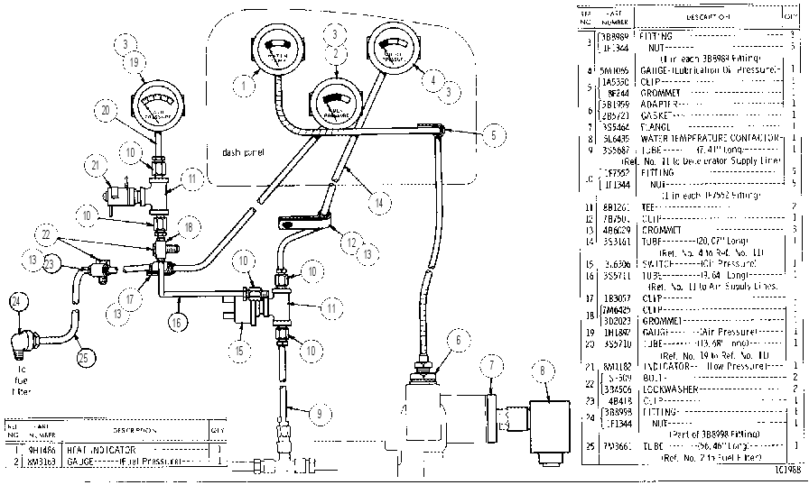 OIL GAUGE FUEL GAUGE AND HEAT INDICATOR GROUP 3S6094 CAT