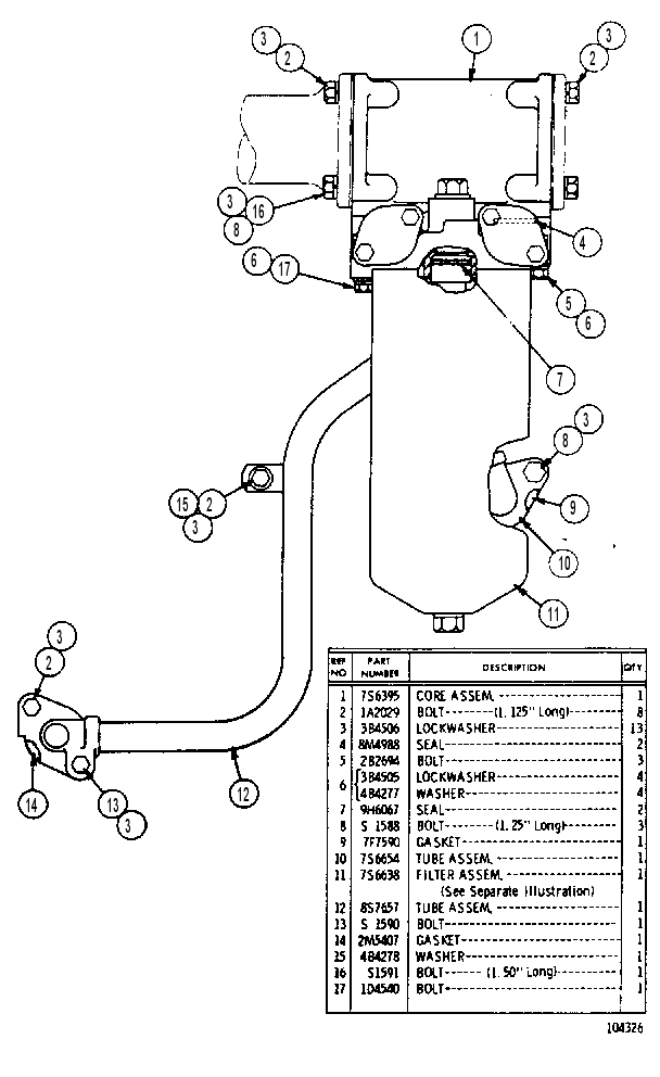 OIL FILTER, COOLER AND LINES 5S7252 CAT