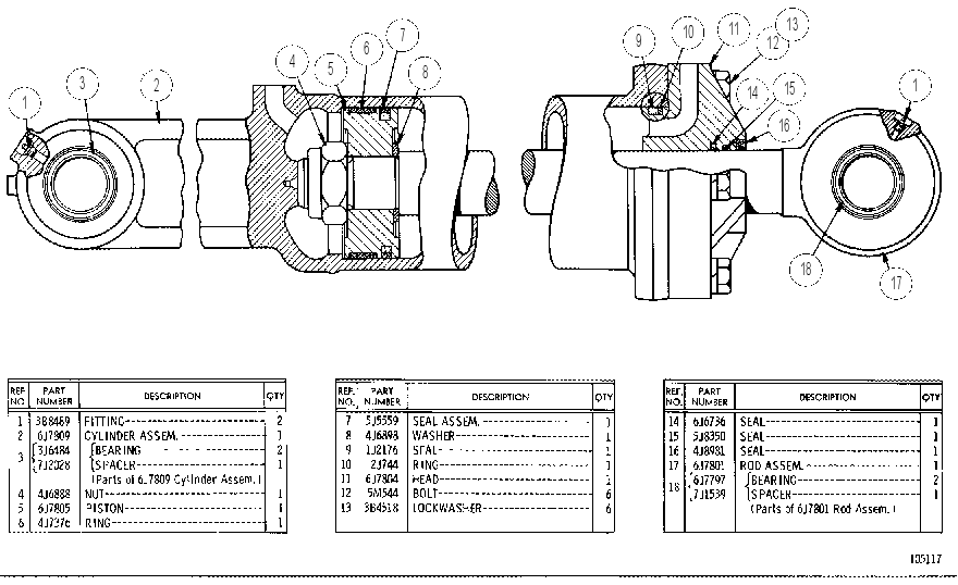 HYDRAULIC CYLINDER GROUP 6J7810 CAT