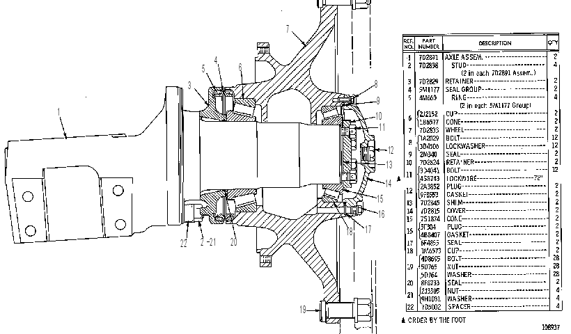 FRONT AXLE AND WHEELS 7D2820 CAT