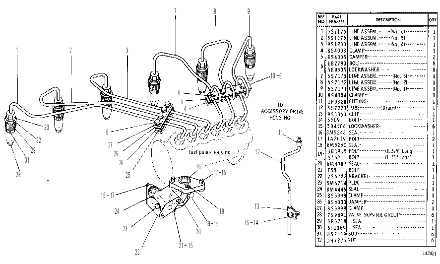 FUEL INJECTION VALVES AND LINES 5S7248 CAT