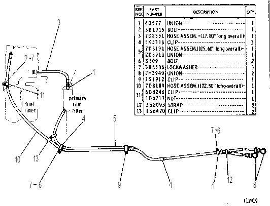 FUEL LINES 7D4800 CAT