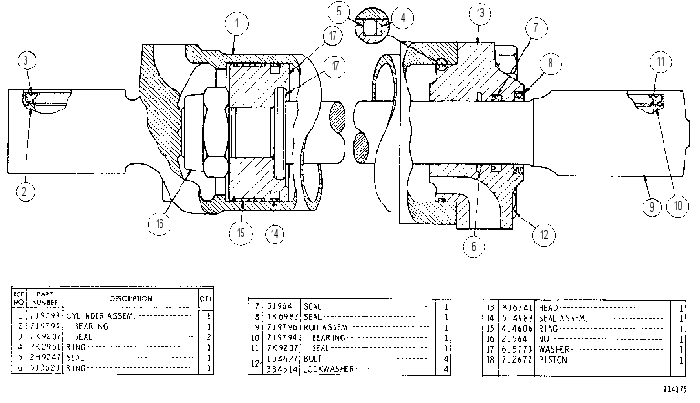 STEERING CYLINDER AND SEAL GROUP 9K5707 CAT
