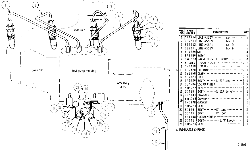 FUEL INJECTION VALVES AND LINES GROUP 5S9922 CAT