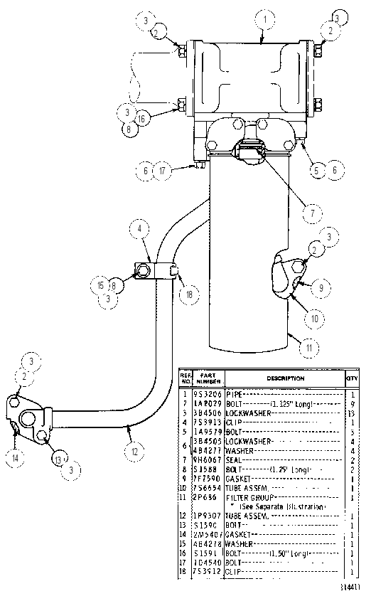 OIL FILTER, COOLER AND LINES 2P0638 CAT