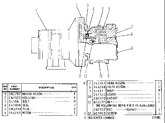 PUMP & MOTOR AS-PRELUB 3N0706 CAT