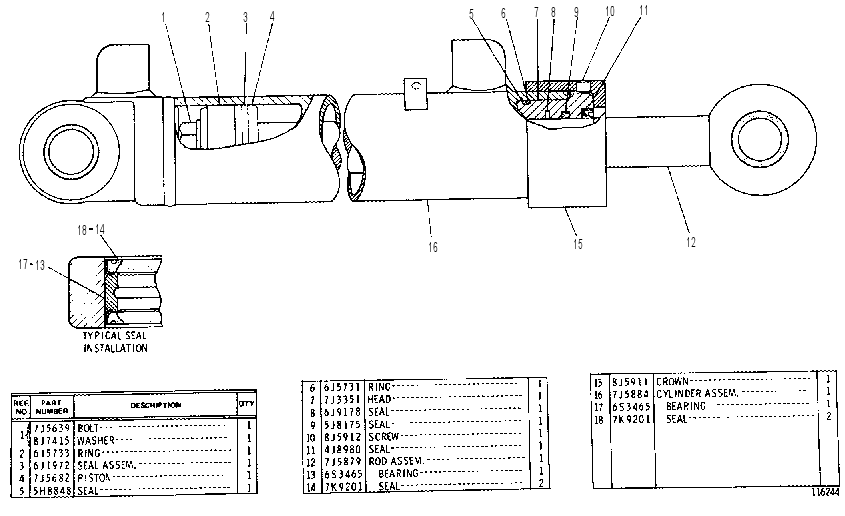 Цилиндр наклона 7J5885 CAT