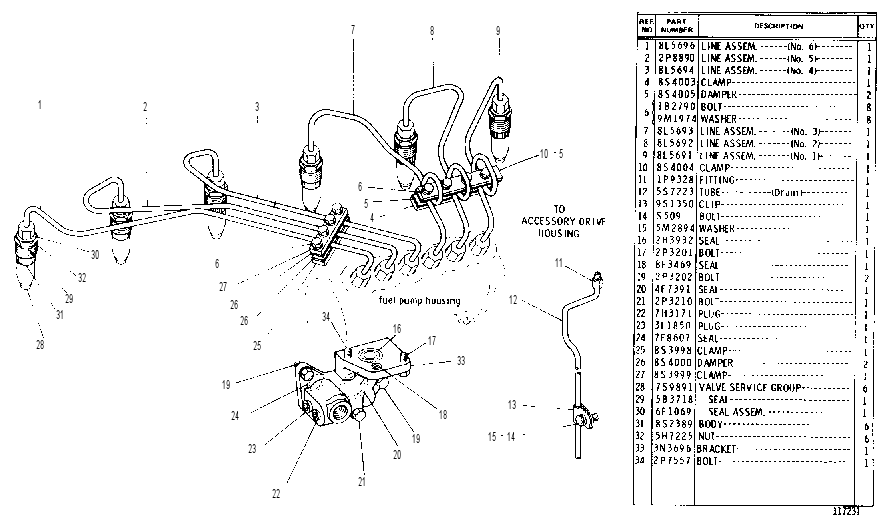 FUEL INJECTION LINES 2P7456 CAT