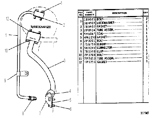 TURBOCHARGER OIL LINES GROUP 2P7430 CAT