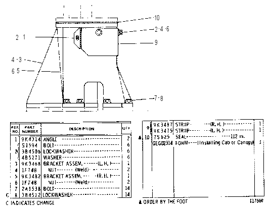 ROLL-OVER PROTECTIVE STRUCTURE MOUNTING GROUP 9K4165 CAT