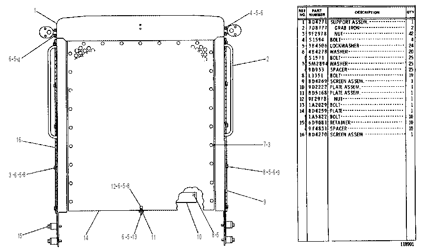 RADIATOR GUARD AND SUPPORT GROUP 8D4260 CAT