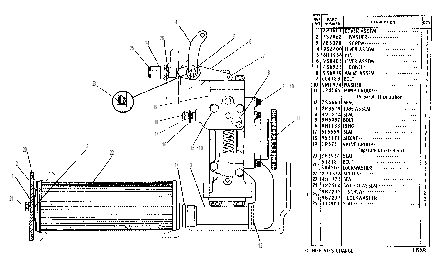 TRANSMISSION LUBRICATION SYSTEM CONTROL GROUP 1P0639 CAT