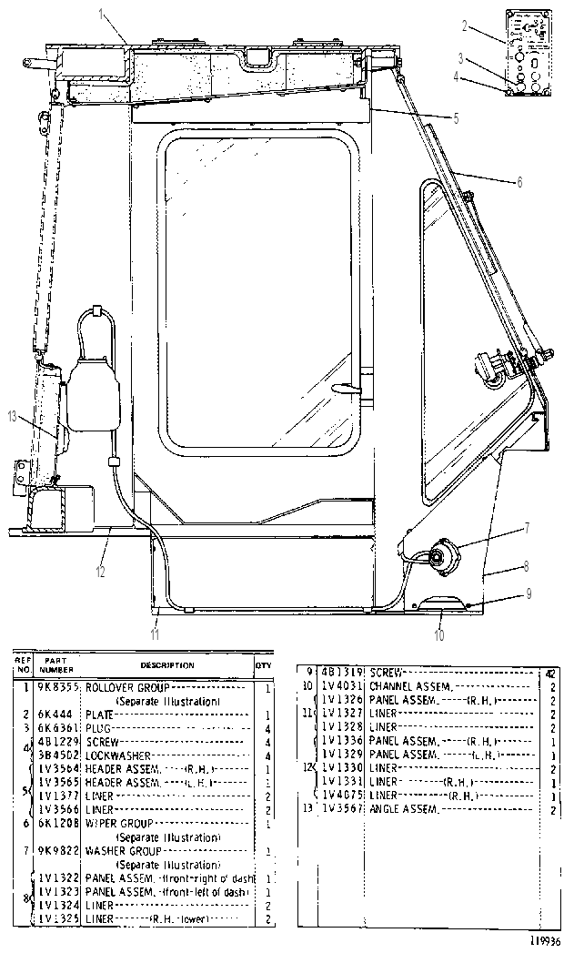 Каркас безопасности (ROPS) 1V3105 CAT
