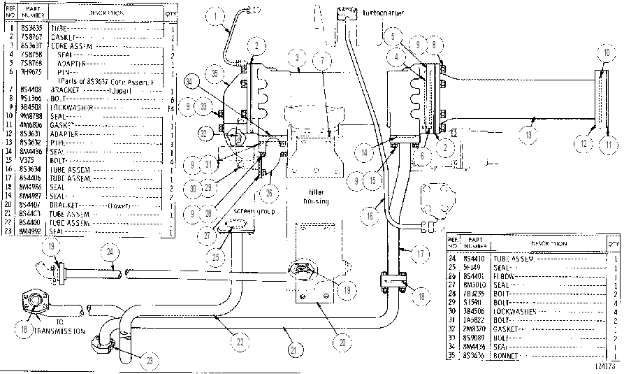 TORQUE CONVERTER OIL COOLER AND LINES GROUP 8S4308 CAT