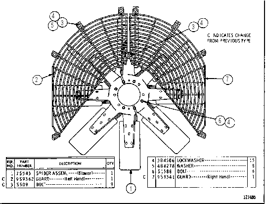 BLOWER FAN AND GUARD GROUP 7S1164 CAT