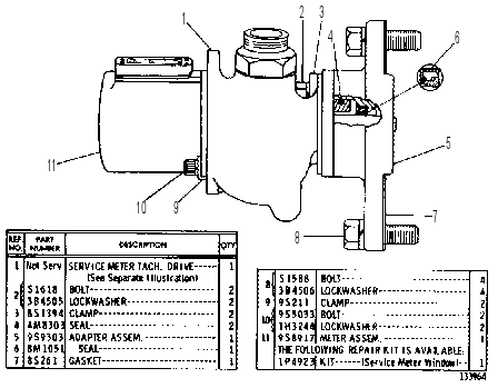 SERVICE METER AND TACHOMETER DRIVE 9S1265 CAT