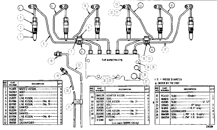 FUEL INJECTION VALVES AND LINES GROUP 2N4010 CAT