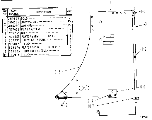 RADIATOR GUARD AND SUPPORT 7D5540 CAT