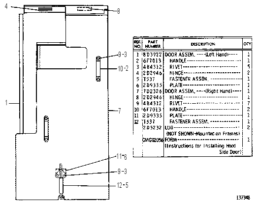 HOOD SIDE DOOR GROUP 8D4025 CAT