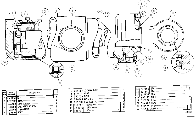 LIFT CYLINDER AND SEAL GROUP 9K5019 CAT