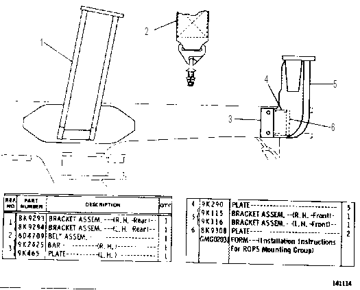 ROLL-OVER PROTECTIVE STRUCTURE MOUNTING CONVERSION GROUP 9K2668 CAT