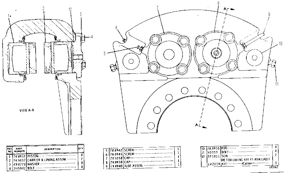 HYDRAULIC CALIPER SERVICE BRAKE GROUP--R.H. 1V2126 CAT