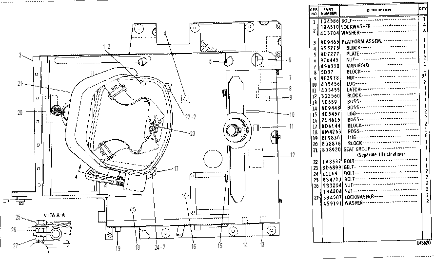 SEAT FRAME AND PLATFORM 9D0220 CAT