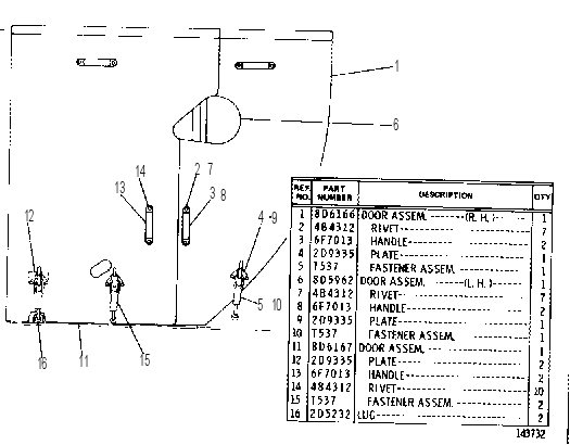 HOOD SIDE DOOR GROUP 8D6870 CAT
