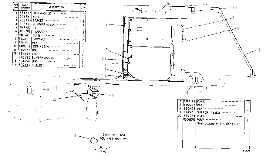 ROLL-OVER PROTECTIVE STRUCTURE MOUNTING GROUP 9D0890 CAT