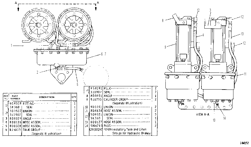 BRAKE LINES AND TANK GROUP 9D4480 CAT