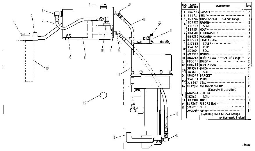 BRAKE LINES AND TANK GROUP 9D4490 CAT