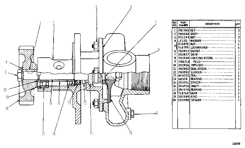 AUXILIARY WATER PUMP ASSEMBLY 3N6937 CAT