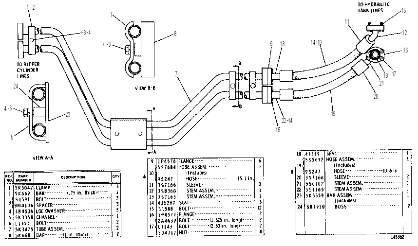 REAR ATTACHMENT LINES GROUP 8J7850 CAT