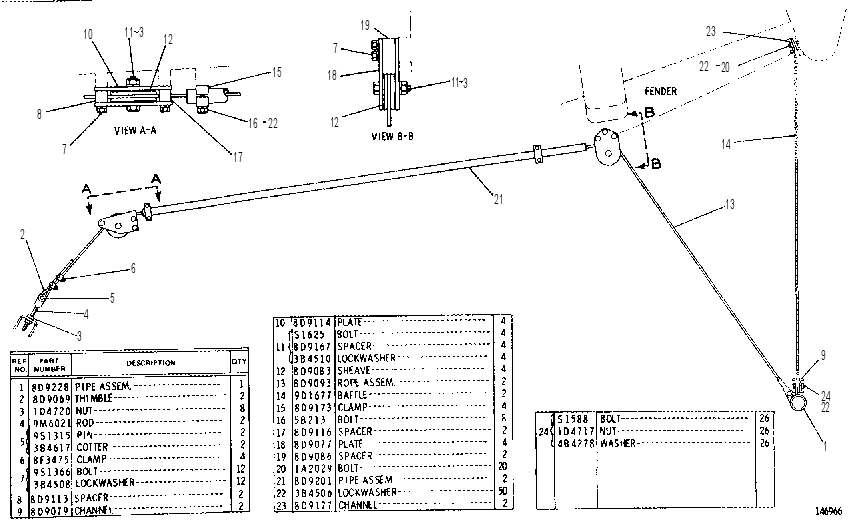 REAR FENDER GROUP 9D1795 CAT