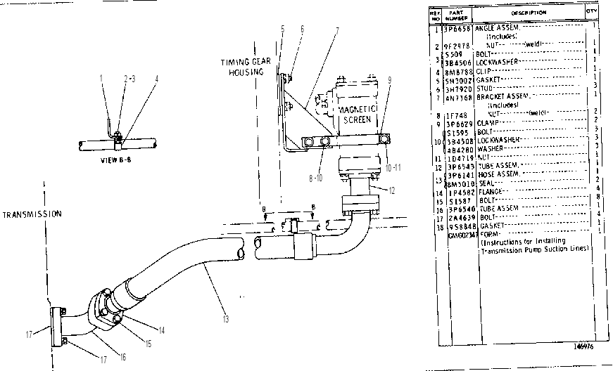 TRANSMISSION PUMP SUCTION LINES GROUP 3P6878 CAT