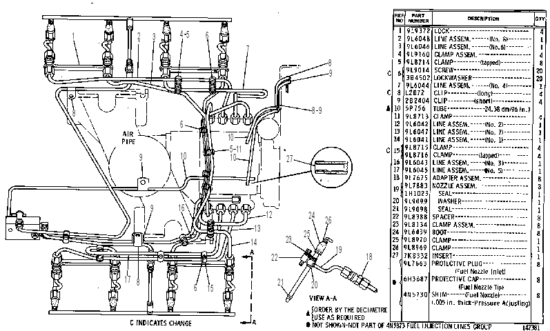 FUEL INJECTION LINES GROUP 4N5873 CAT