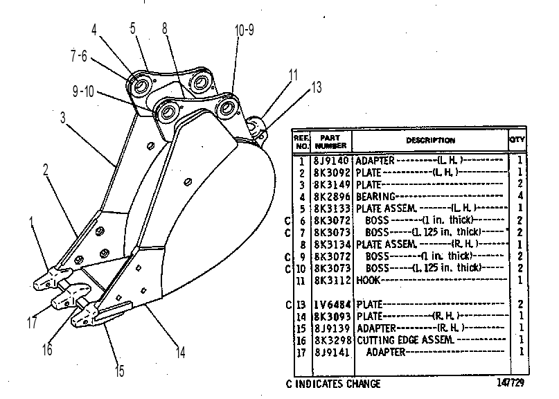 BUCKET & BEARING AS 8K3055 CAT