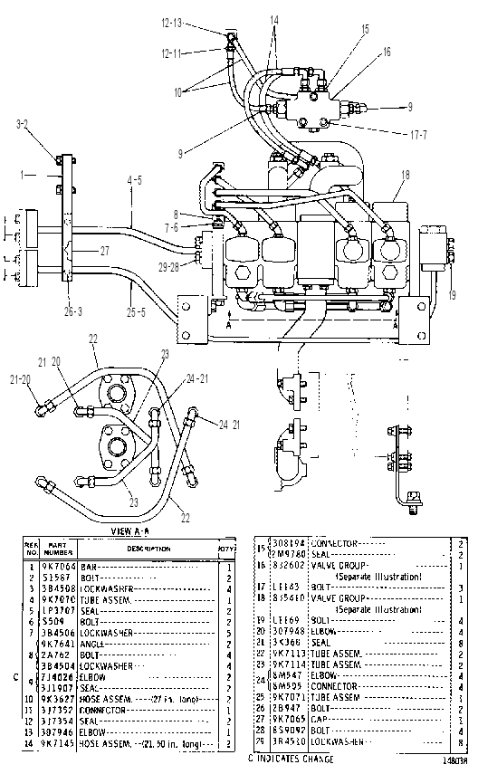 HYDRAULIC VALVE AND LINES GROUP 9K7437 CAT