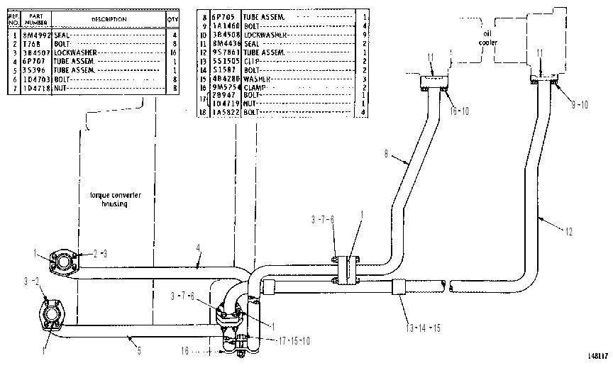 TRANSMISSION OIL COOLER LINES 6P0708 CAT
