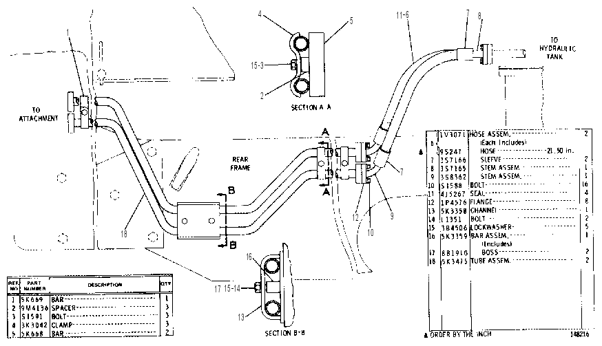 REAR ATTACHMENT LINES GROUP 1V3118 CAT
