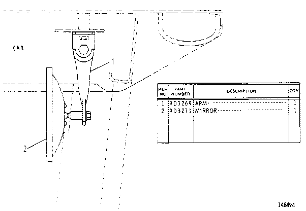 REAR VIEW MIRROR GROUP 9D3270 CAT