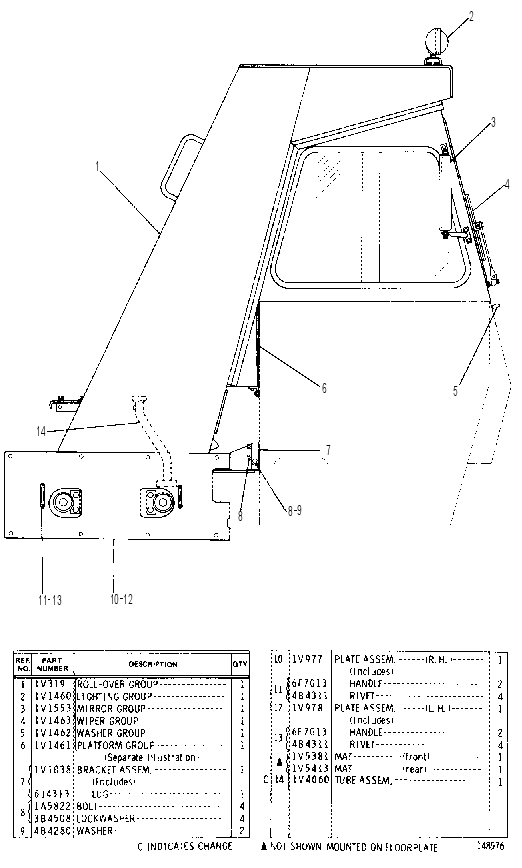 ROLL-OVER PROTECTIVE STRUCTURE ARRANGEMENT 1V0320 CAT
