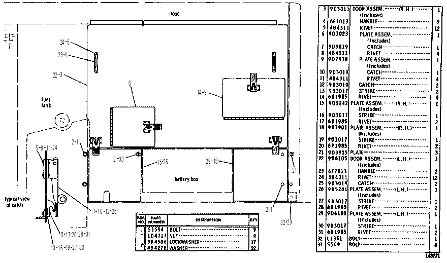 HOOD SIDE DOOR GROUP 9D6110 CAT