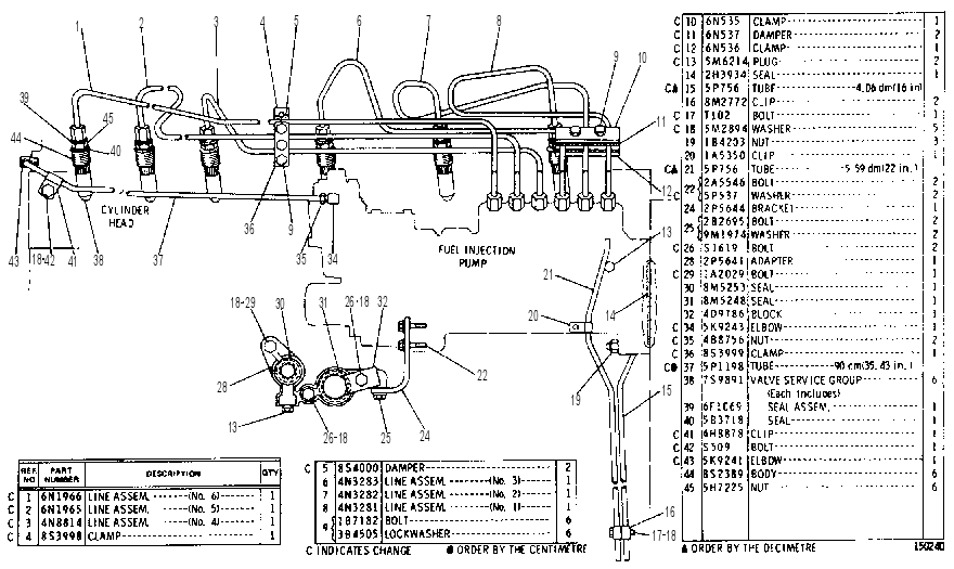 FUEL INJECTION LINES GROUP 4N3376 CAT