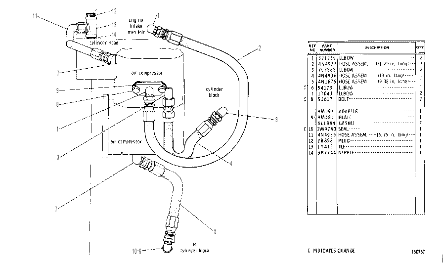 AIR COMPRESSOR LINES GROUP 4N9610 CAT