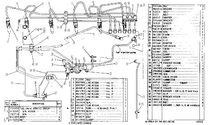 FUEL INJECTION LINES GROUP 4N3649 CAT