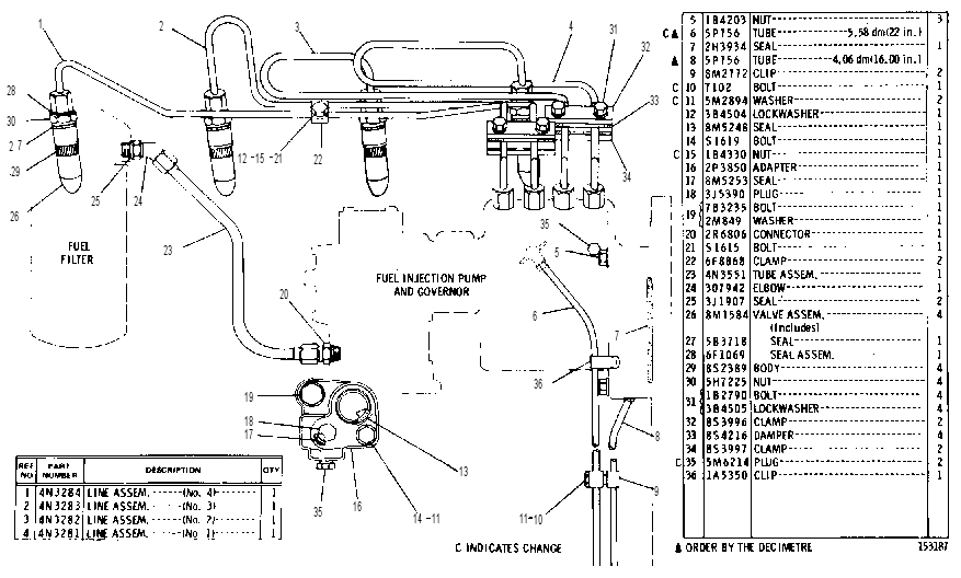 FUEL INJECTION LINES 4N3374 CAT