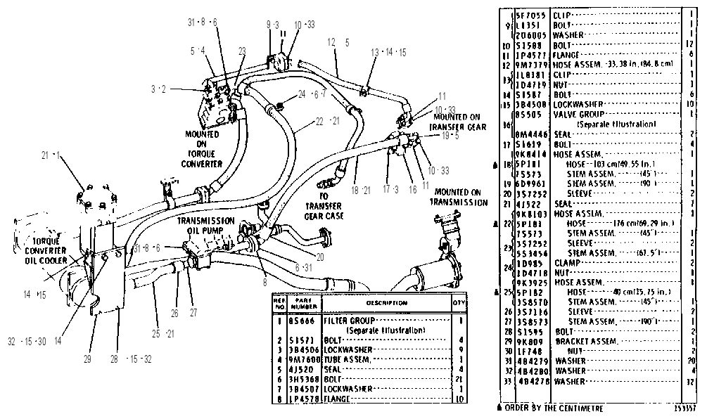 TRANSMISSION OIL LINES GROUP 2V3038 CAT