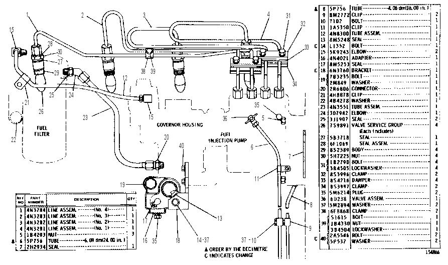 FUEL INJECTION LINES GROUP 4N3980 CAT