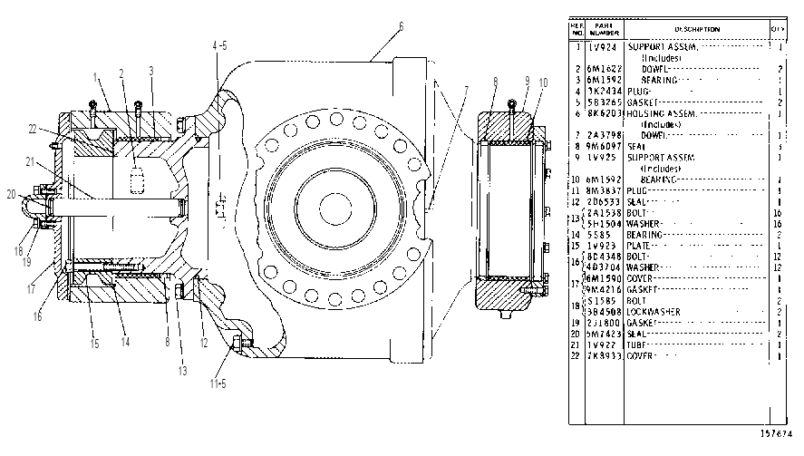 REAR AXLE AND TRUNNION SUPPORT GROUP 1V0361 CAT